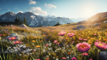 Eine Blumenwiese aus Bergblumen