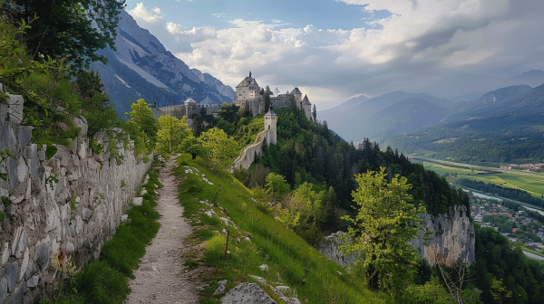 Wanderroute an einem Schloss in Österreich