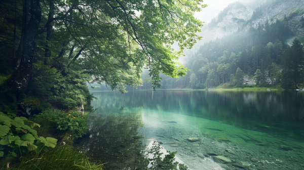 Wanderroute an einem See in Österreich