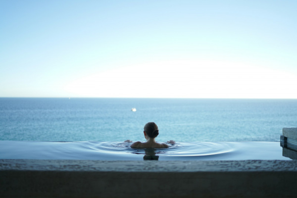 woman in water pool