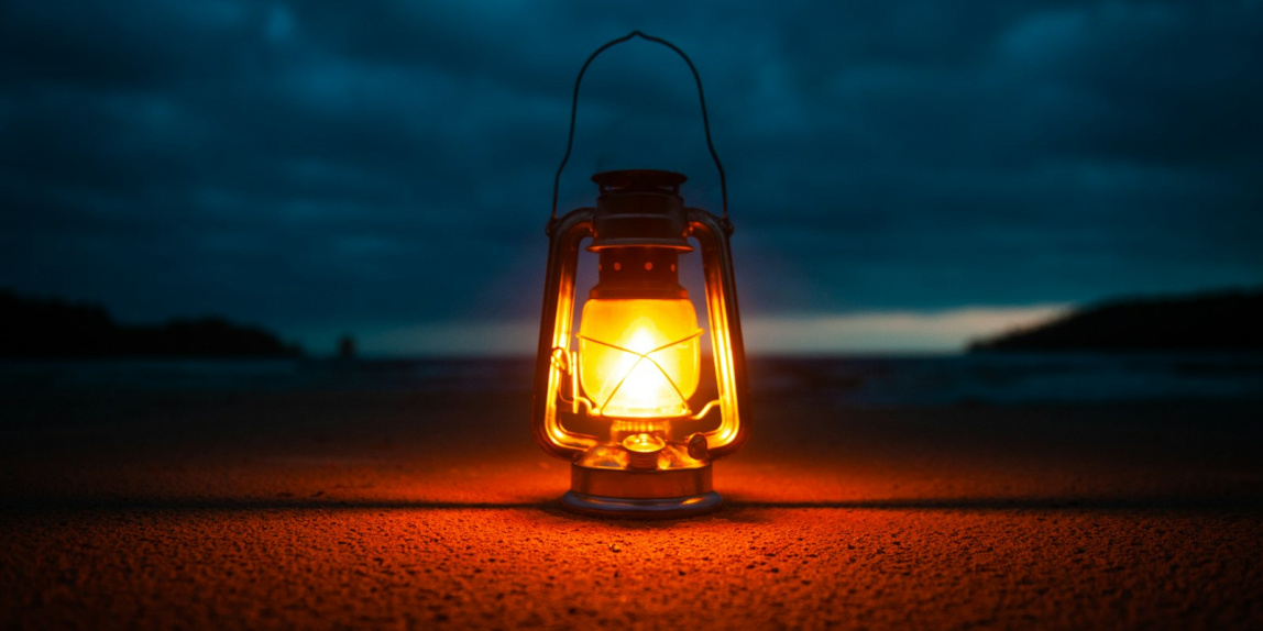 lighted kerosene lantern -