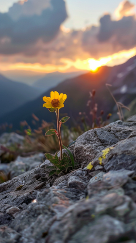 Gelbe Bergblume auf einem Berghang